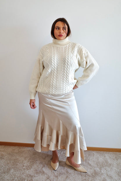 SILKY RUFFLED MAXI SKIRT