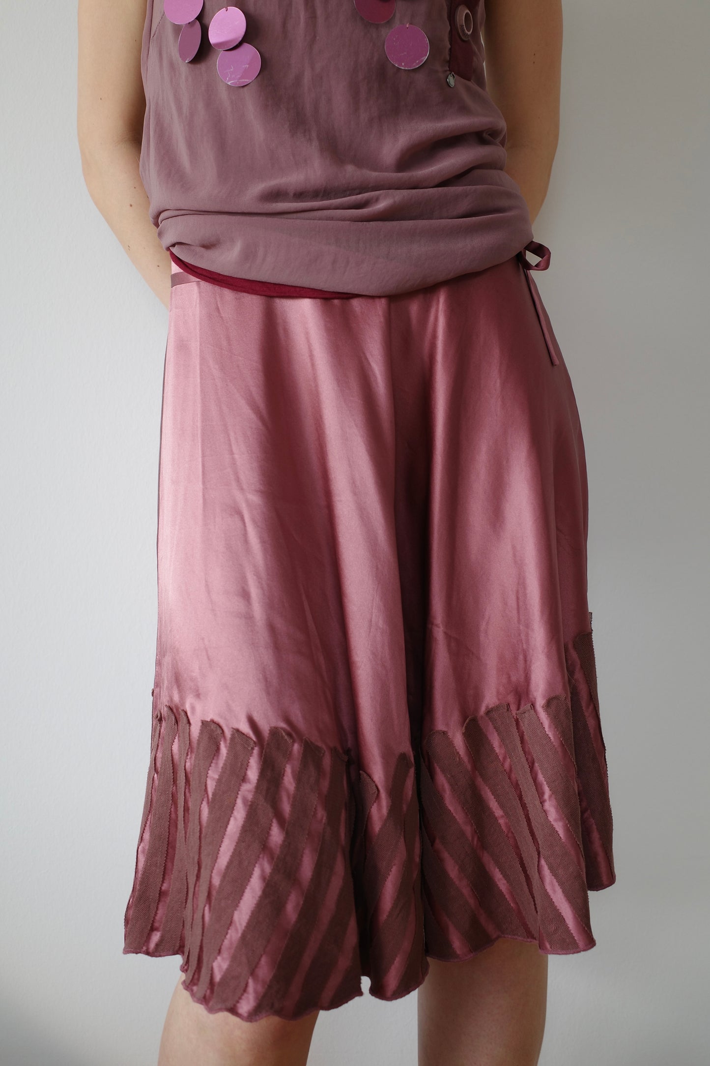 VINTAGE 100% SILK MAUVE SKIRT