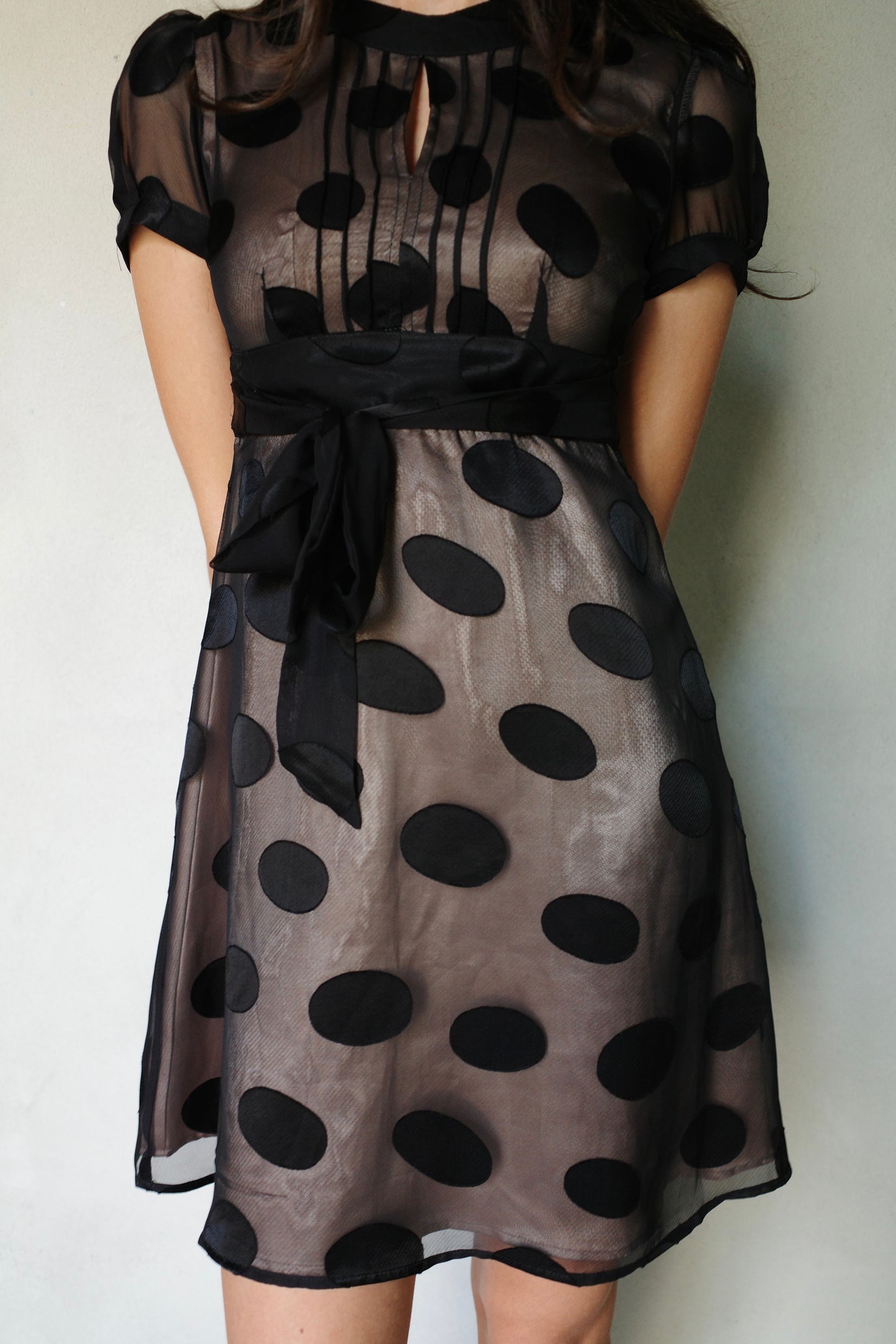 RETRO CHIFFON POLKA DOT DRESS