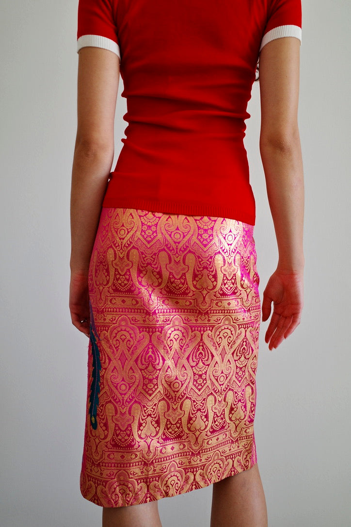 PATTY SHELABARGER SILK JACQUARD SKIRT