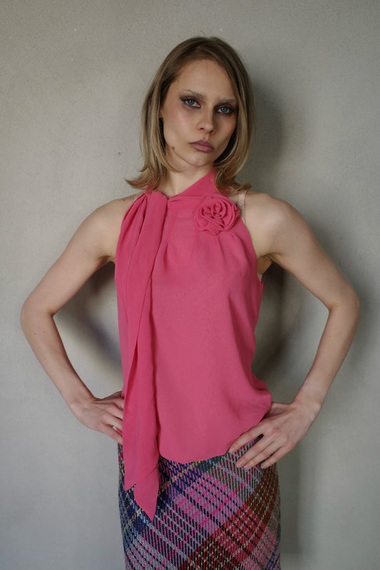 FLOWER HALTERNECK TOP