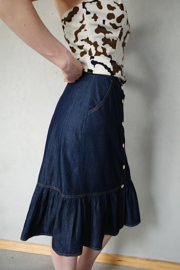 LUISA SPAGNOLI RUFFLED DENIM SKIRT