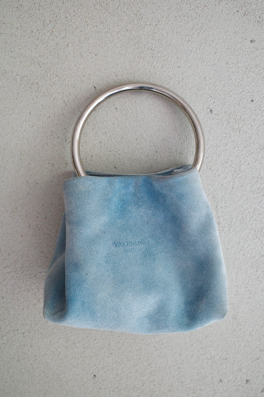 VINTAGE ITALIAN SUEDE MINI POUCH /W METAL HANDLE