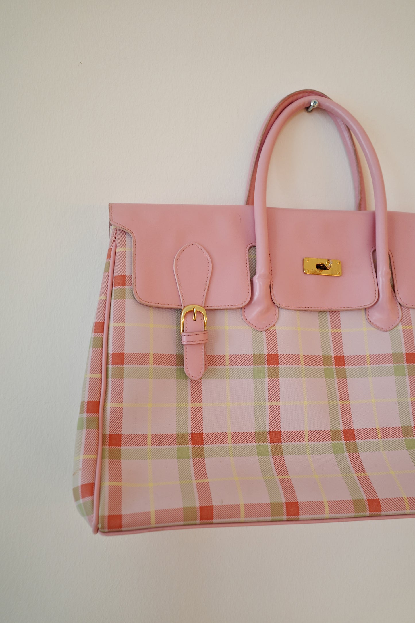 CHECKERED BABYPINK FIRKIN BAG