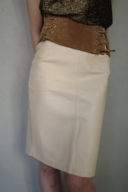 LEATHER MIDI SKIRT
