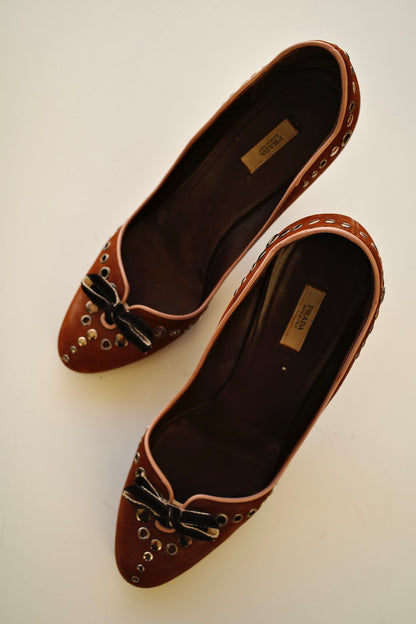 PRADA STUDDED LEATHER PUMPS