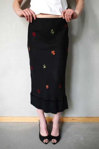 EMBRODIERED MESH MAXI SKIRT