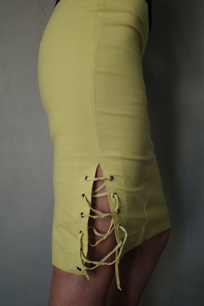 LACE-UP PENCIL SKIRT