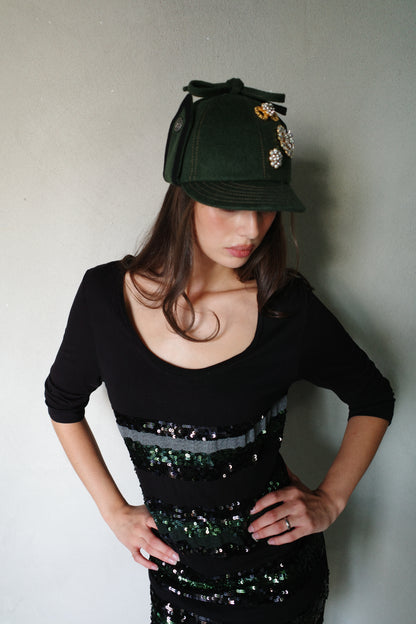 MIU MIU F/W 2019 BROOCH WOOL CAP