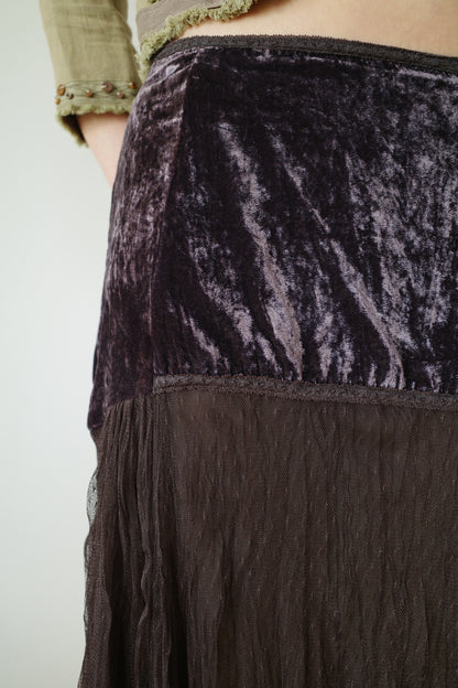 MAIS IL EST OÙ LE SOLEIL? VELVET & MESH MIDI SKIRT