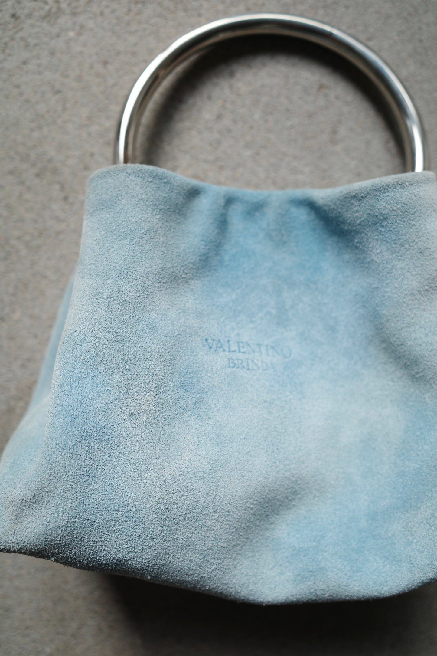 VINTAGE ITALIAN SUEDE MINI POUCH /W METAL HANDLE