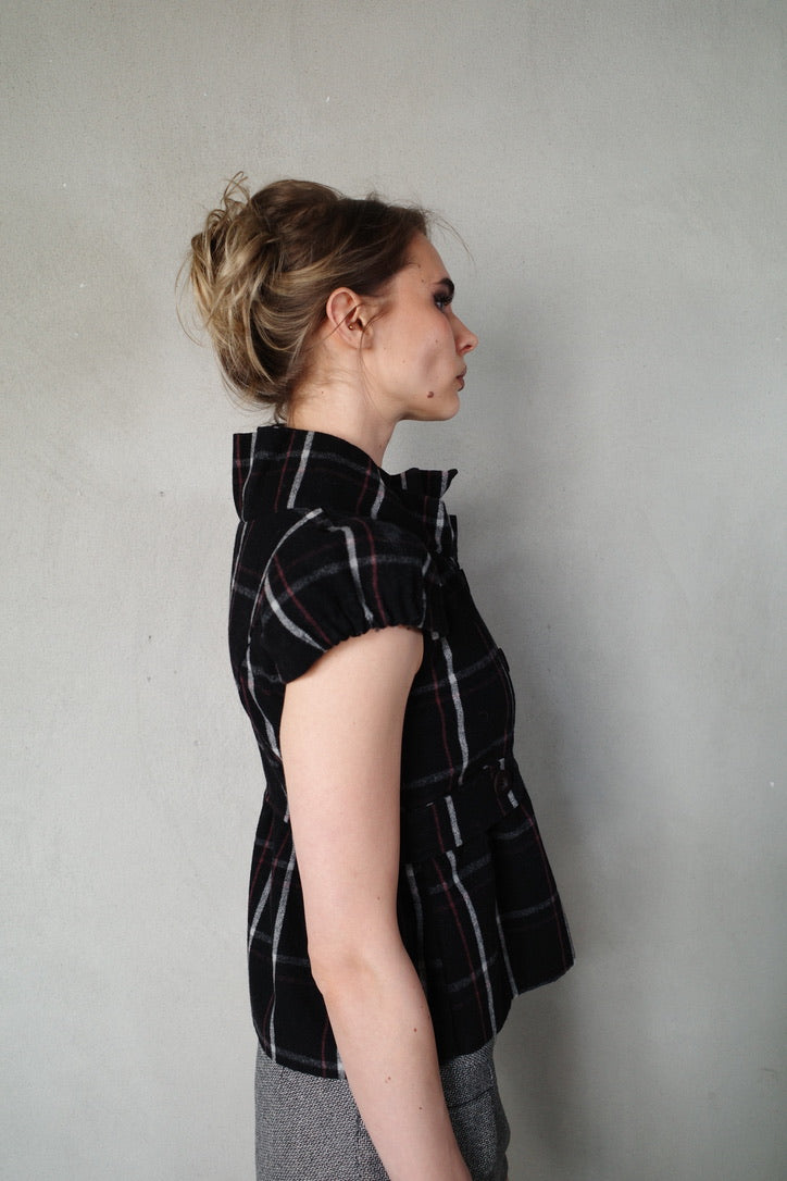 BABYDOLL WOOL PEACOAT (CHECKERED)