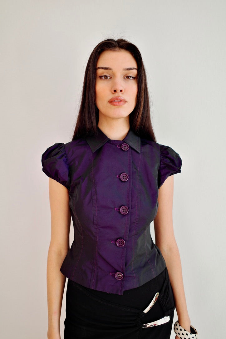 FITTED PUFFSLEEVE BLOUSE PURPLE