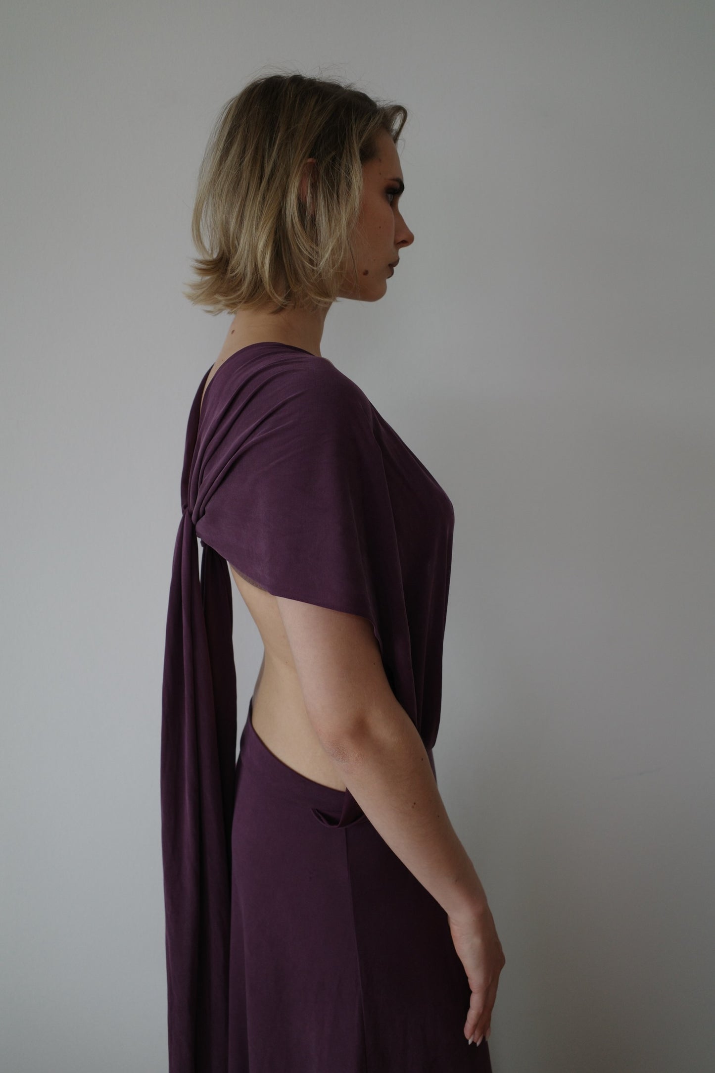 DRAPED CUPRO MAXI DRESS