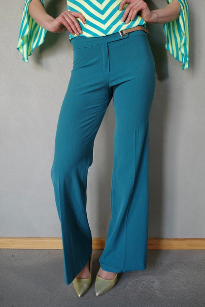 FITTED SUIT PANTS W/ BUCKLE DETAIL