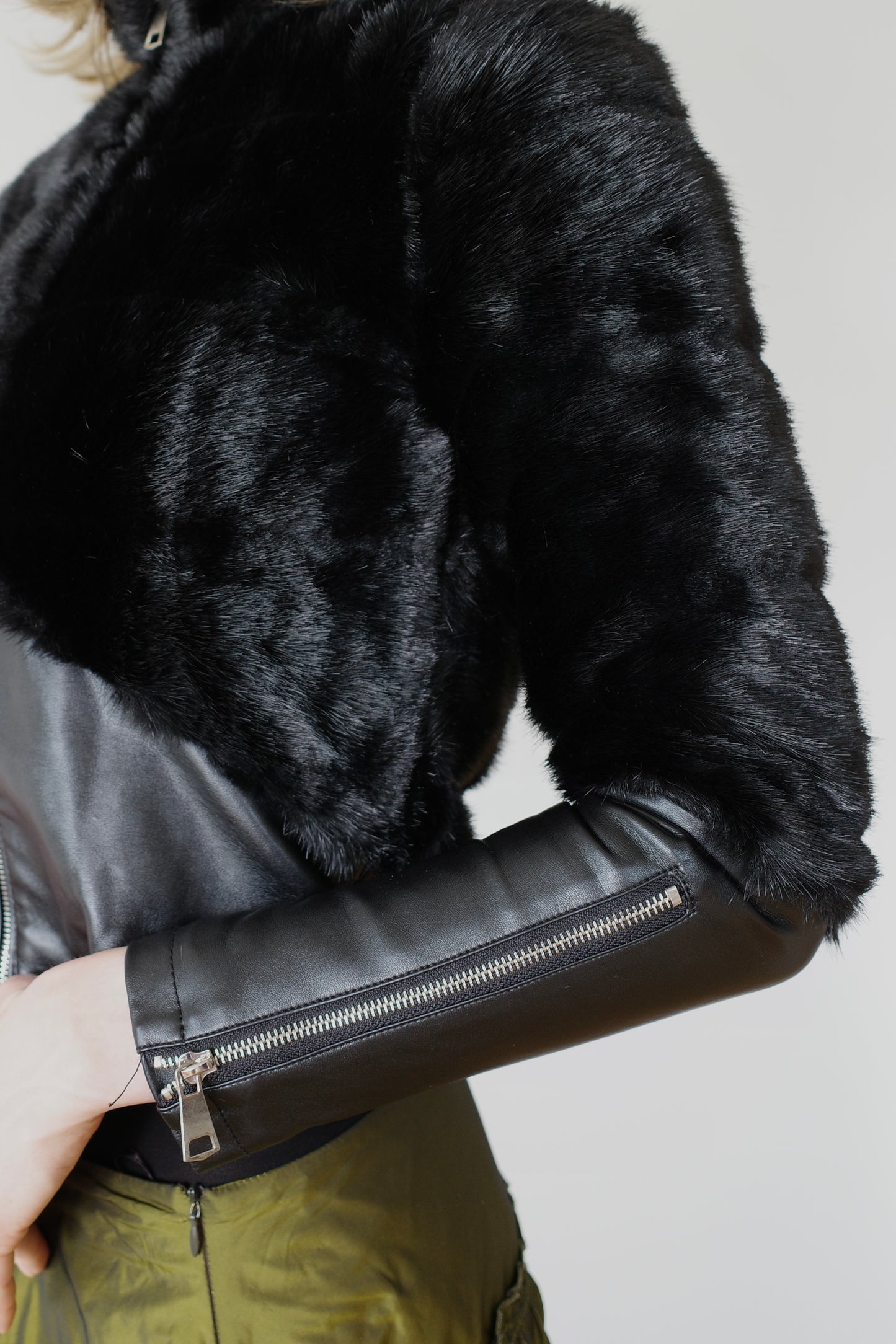 FITTED WAIST FAUX FUR JACKET