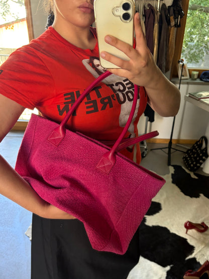 PINK LEATHER HOBO BAG