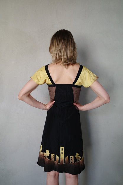 2000s PURE SILK SKYLINE DRESS