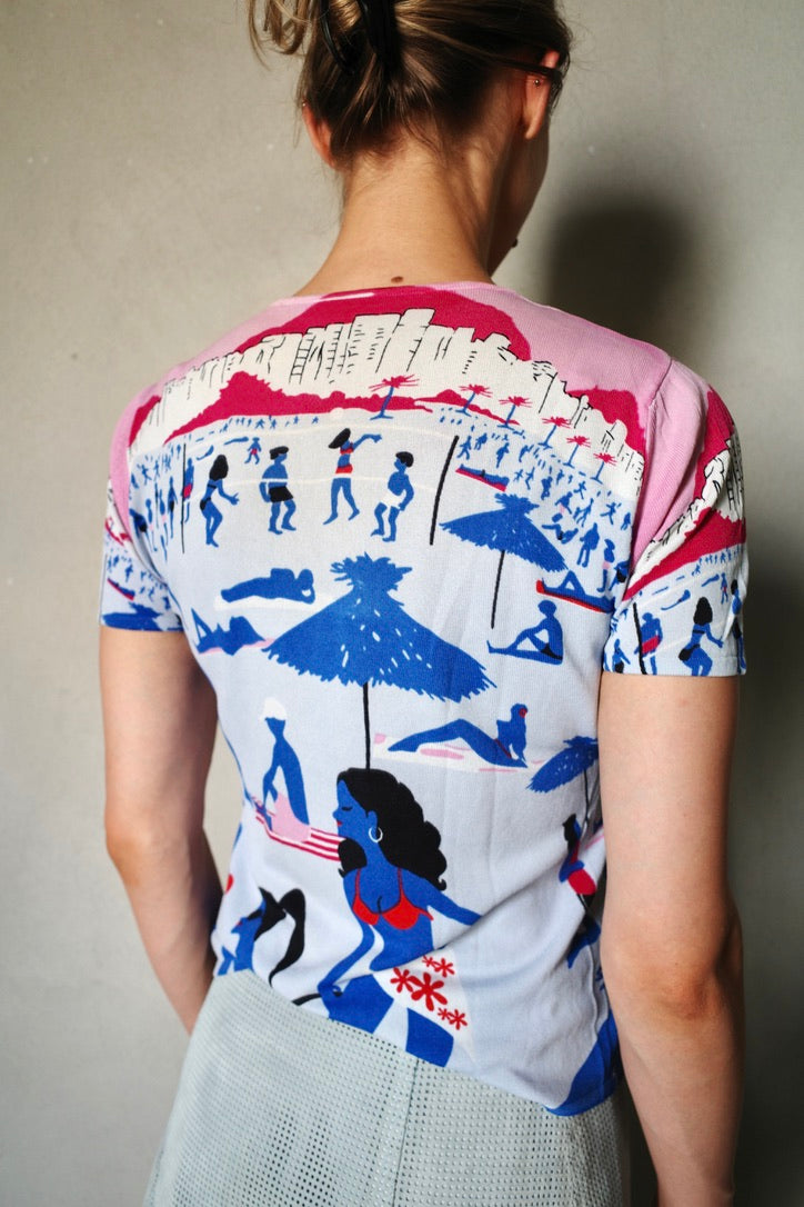 VINTAGE BEACH TEE /W PEARL EMBROIDERY