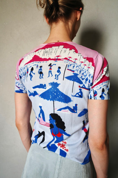 VINTAGE BEACH TEE /W PEARL EMBROIDERY