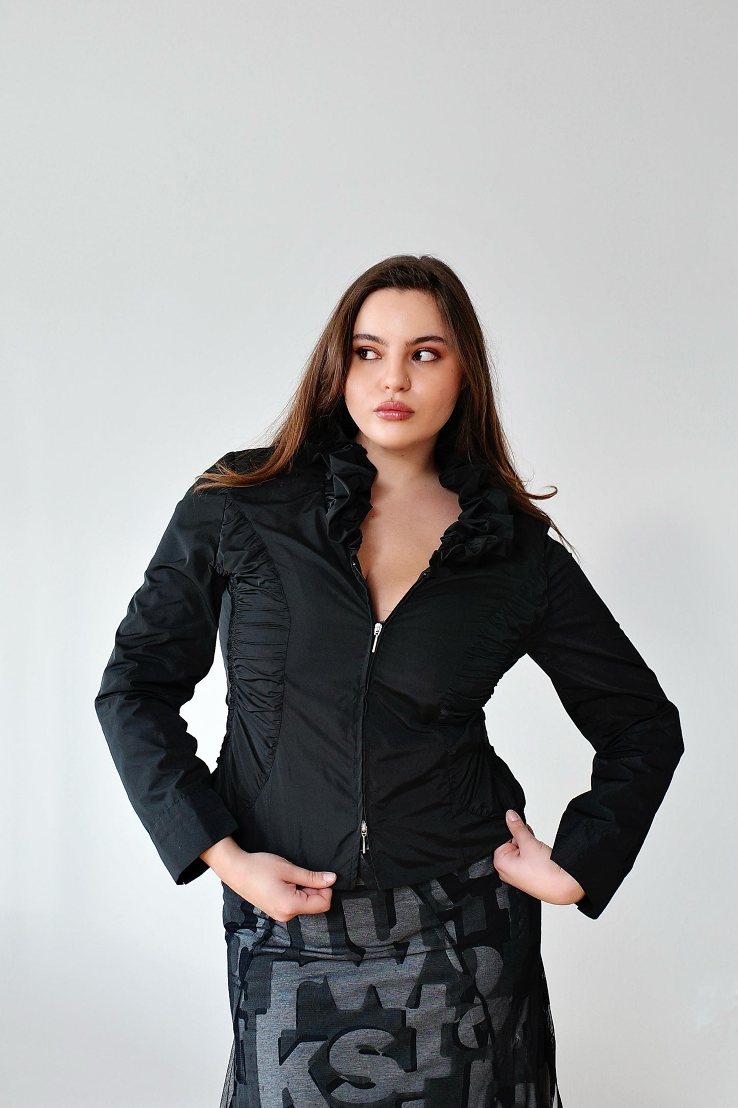 VINTAGE RUFFLED TECH JACKET