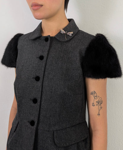 VALENTINO FUR SLEEVE BLAZER