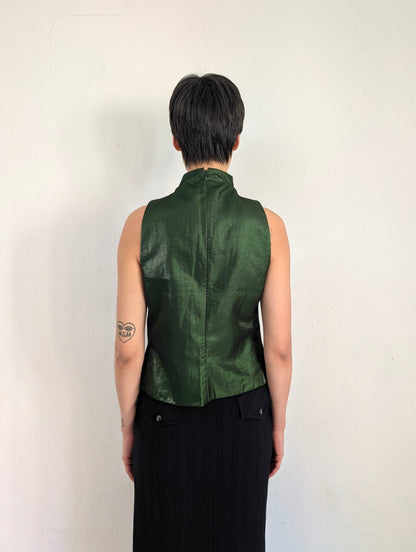 Asymmetrical Satin Turtleneck