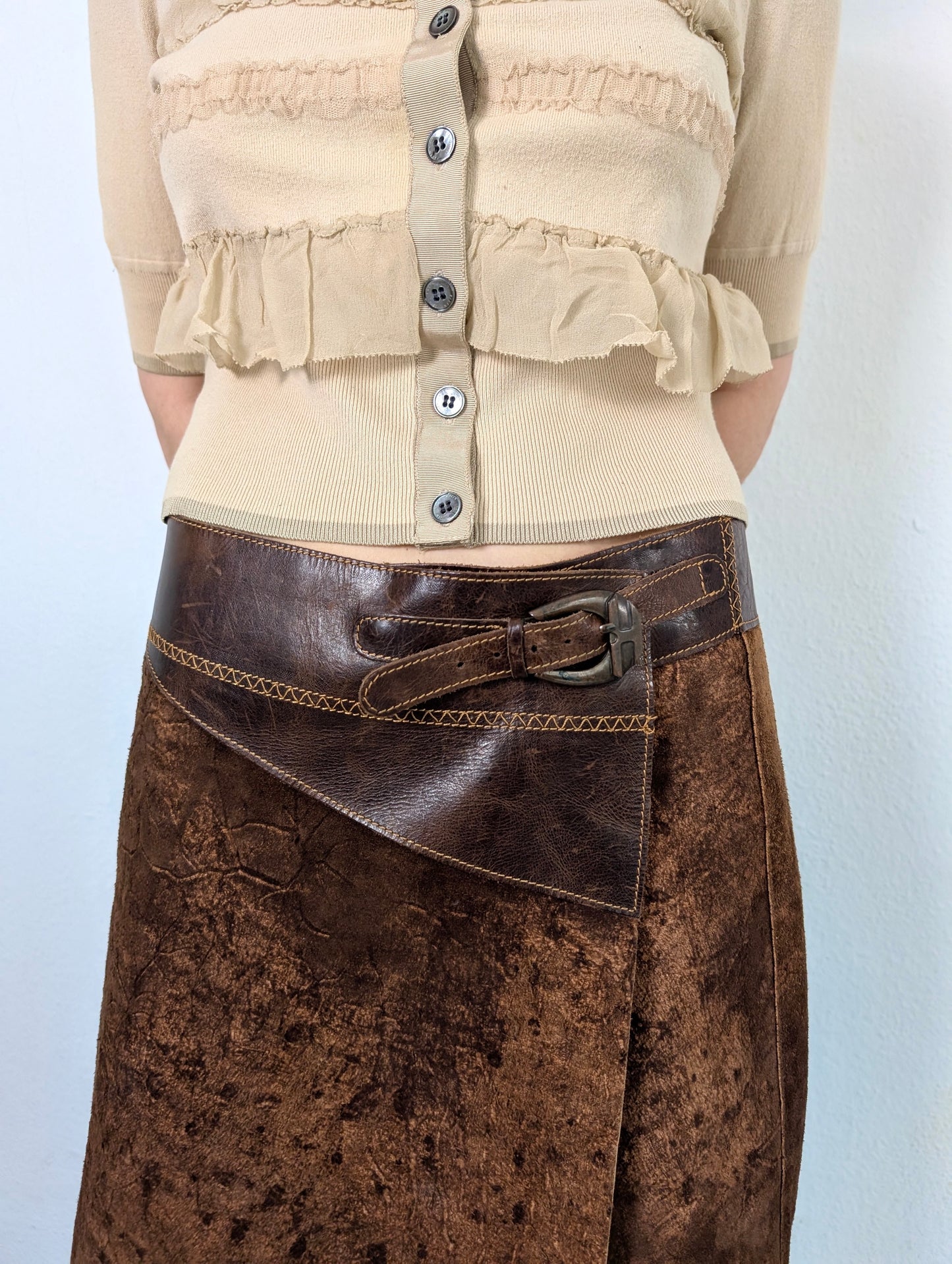 SAVE THE QUEEN LEATHER WRAP SKIRT