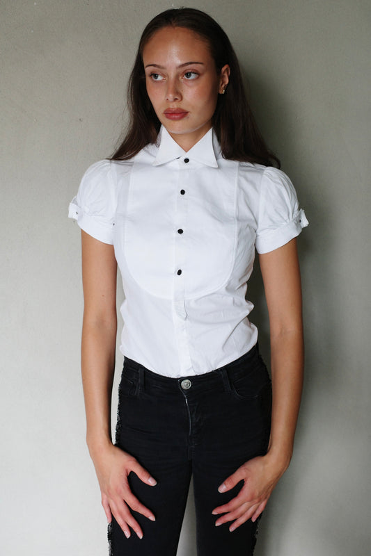 DSQUARED2 TIE COLLAR COTTON BLOUSE