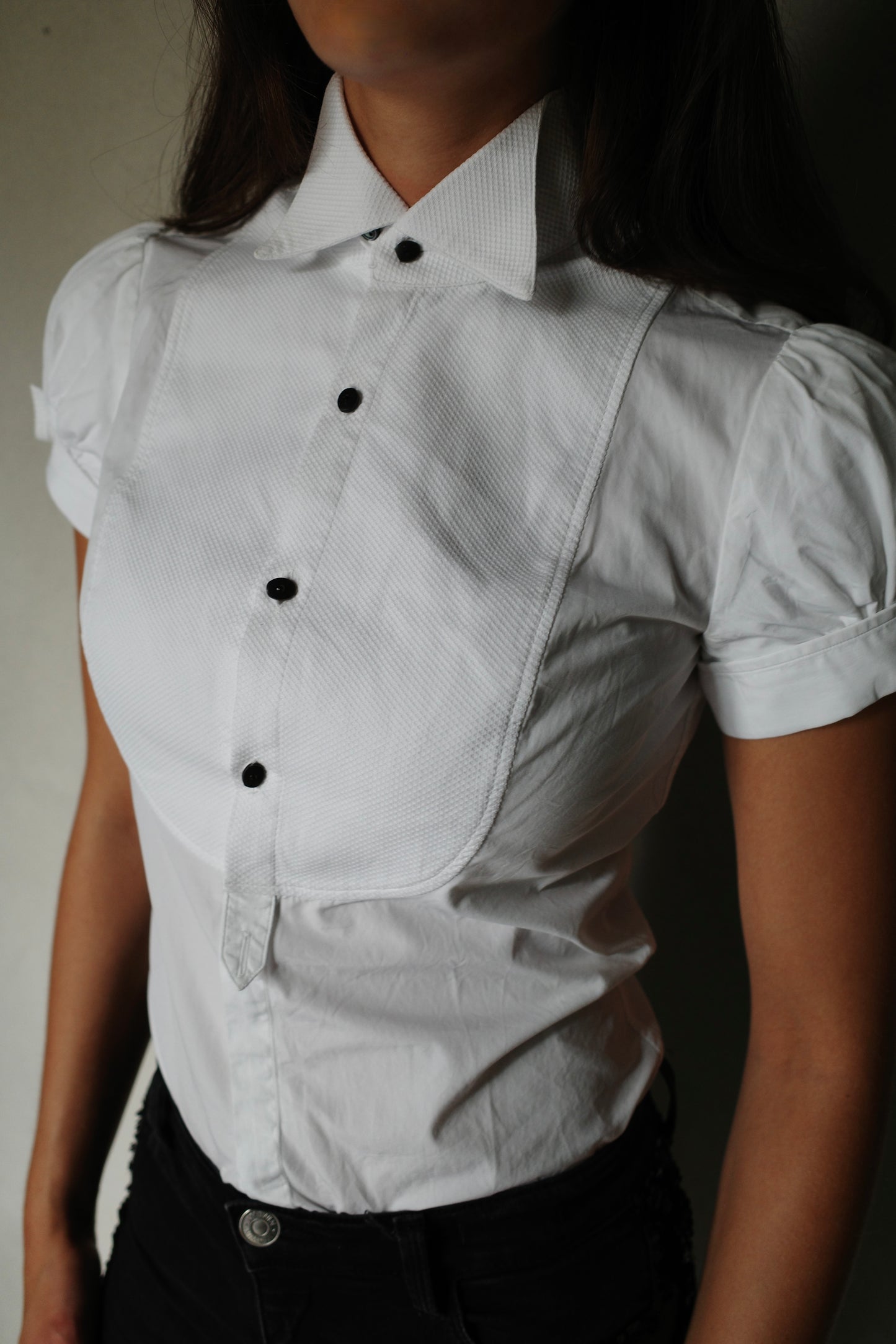 DSQUARED2 TIE COLLAR COTTON BLOUSE