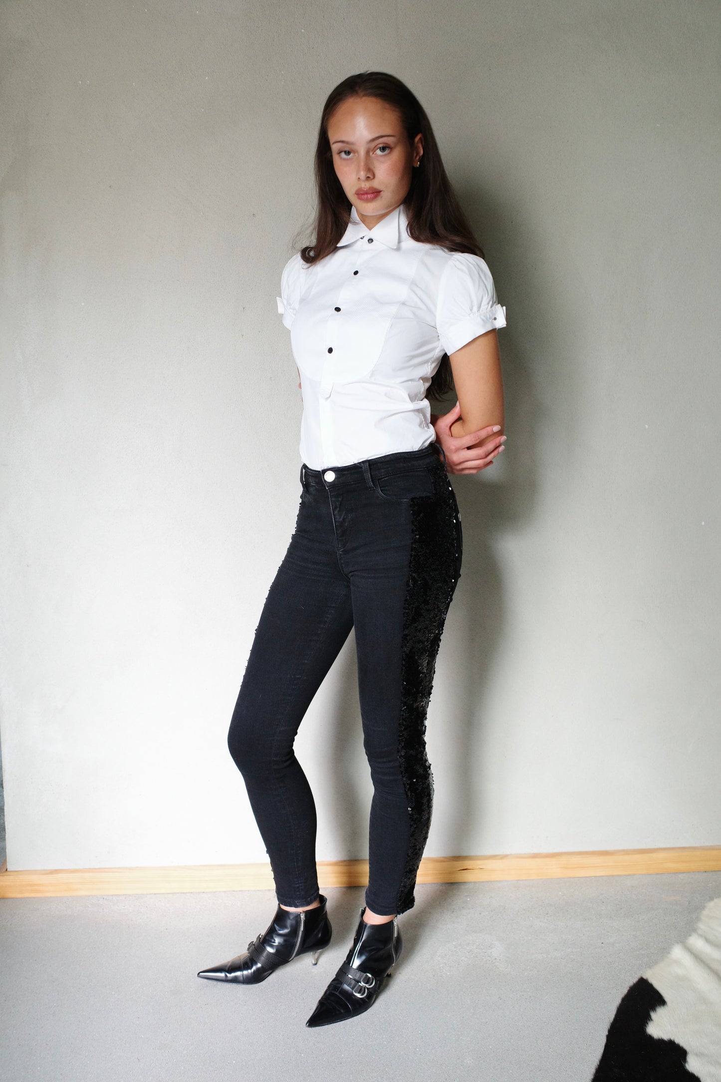 ITALIAN VINTAGE SKINNYJEANS /W SEQUINS