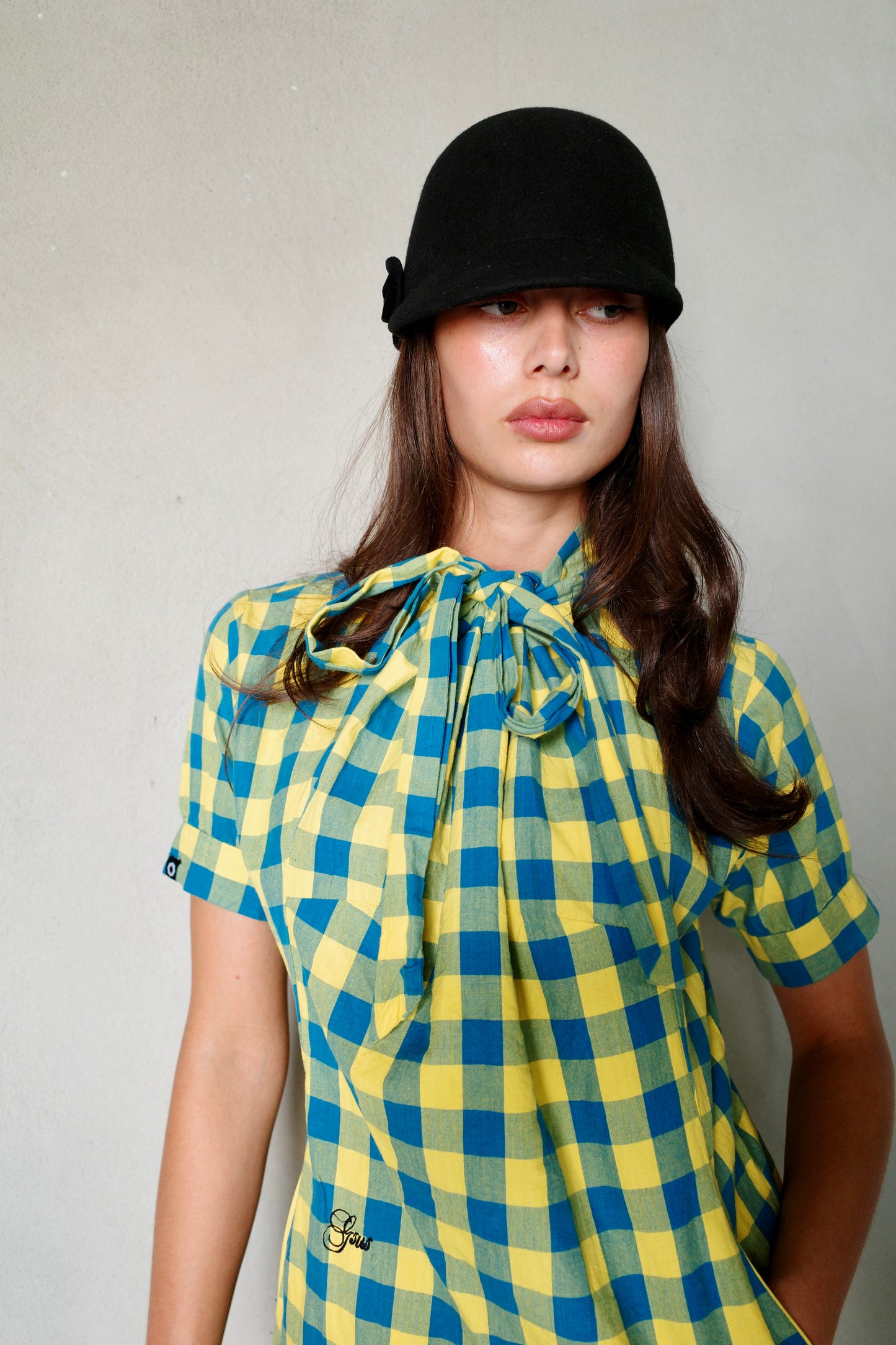 GSUS CHECKERED BALLOON DRESS