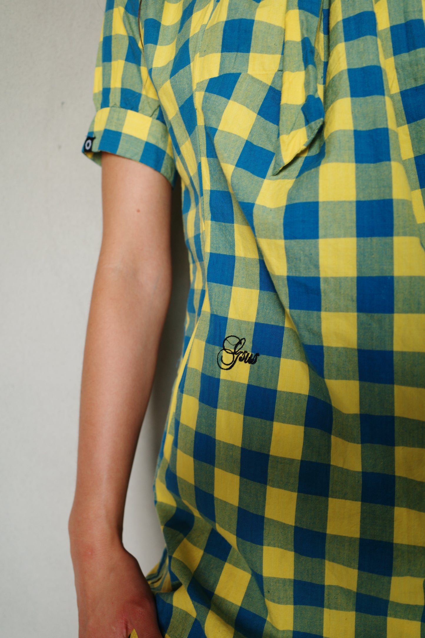 GSUS CHECKERED BALLOON DRESS