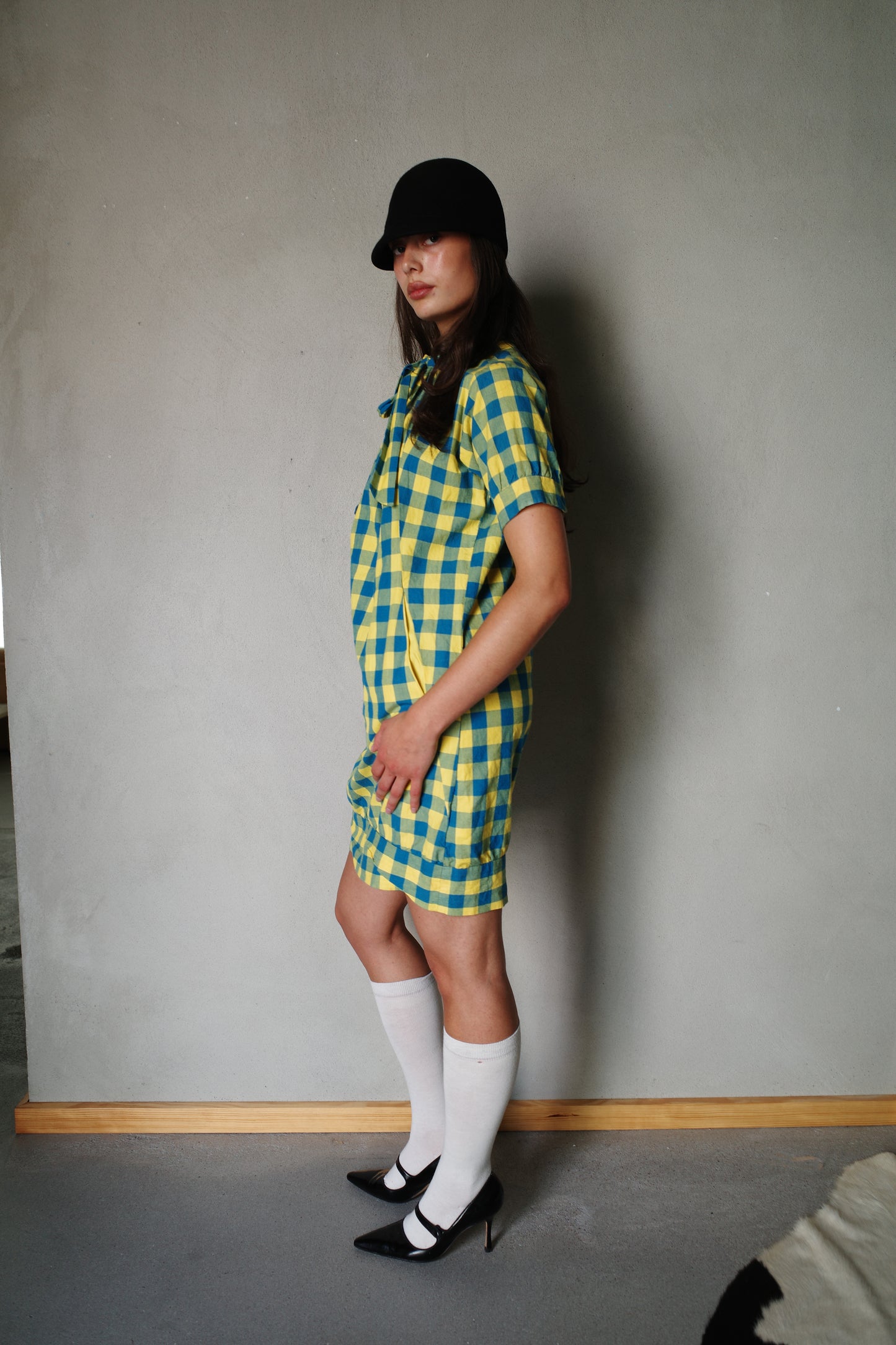 GSUS CHECKERED BALLOON DRESS