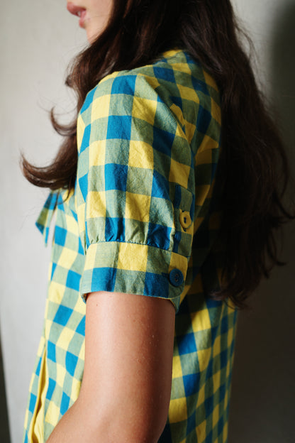 GSUS CHECKERED BALLOON DRESS