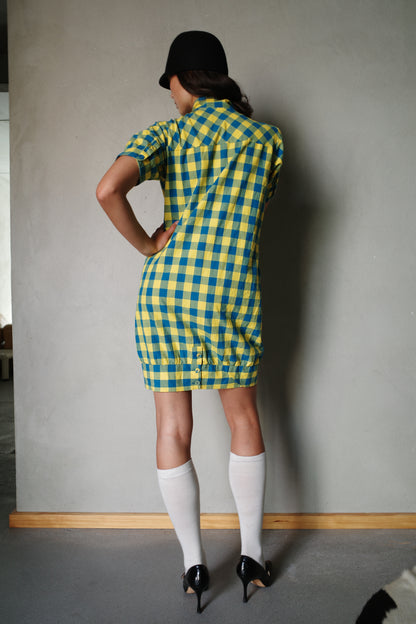 GSUS CHECKERED BALLOON DRESS