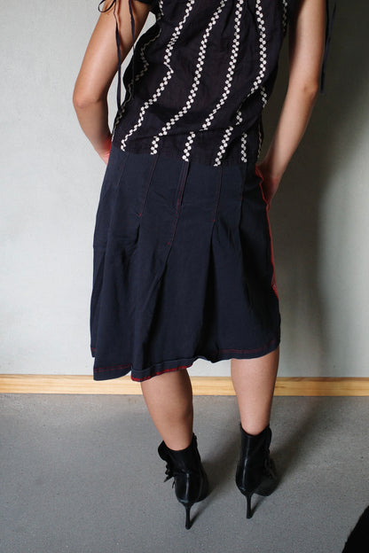 GSUS STRIPED MIDISKIRT UNICORN PRINT