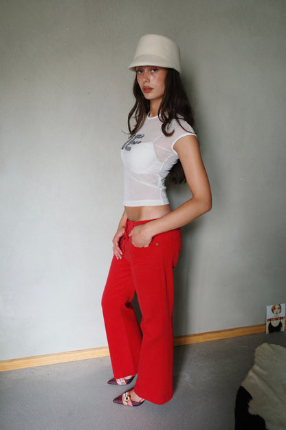 CHLOÉ RED FLARED DENIM PANTS