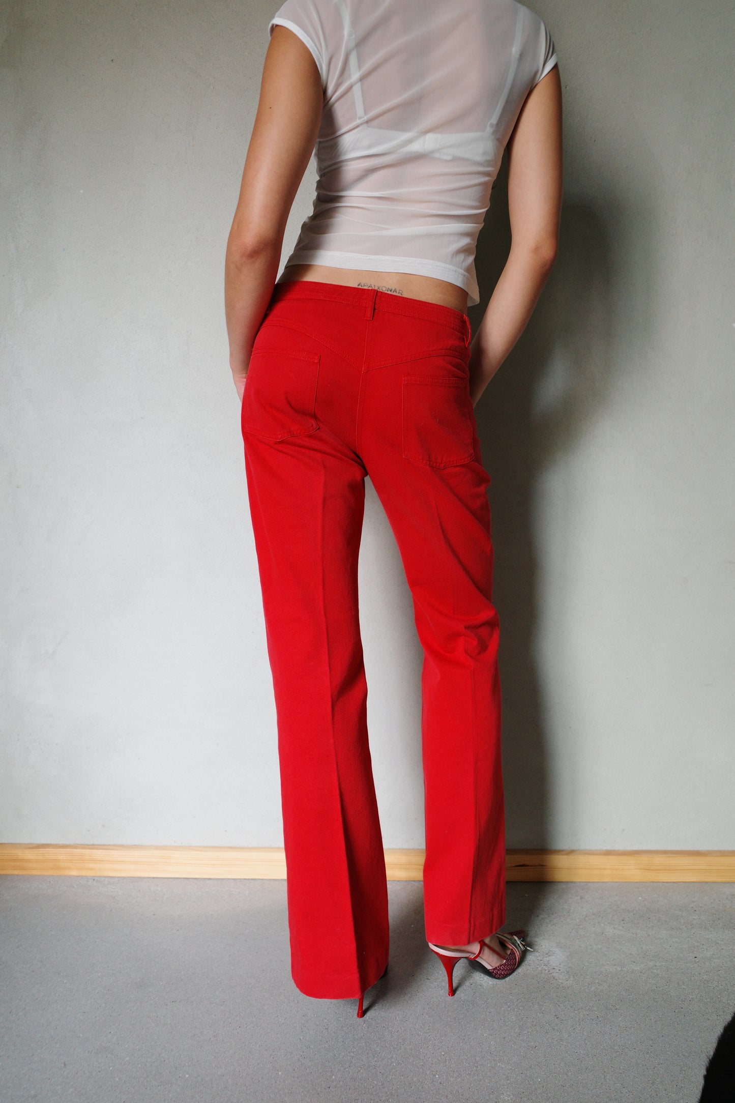 CHLOÉ RED FLARED DENIM PANTS