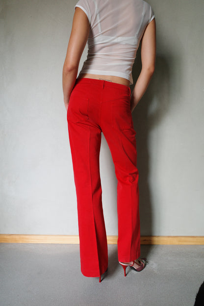 CHLOÉ RED FLARED DENIM PANTS