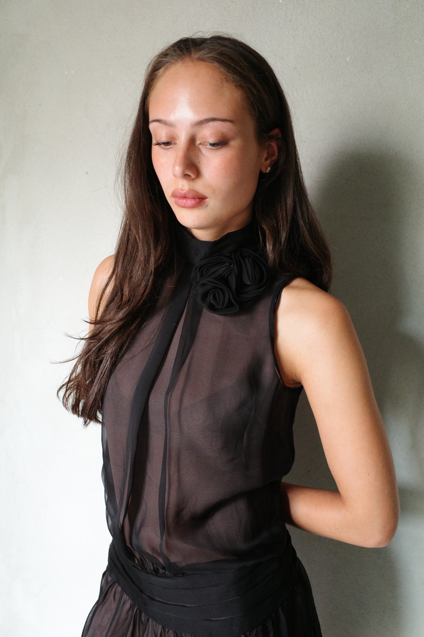 VINTAGE CHIFFON HALTERNECK DRESS