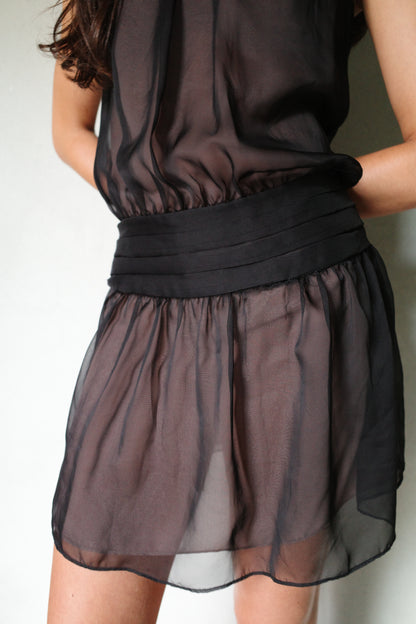 VINTAGE CHIFFON HALTERNECK DRESS