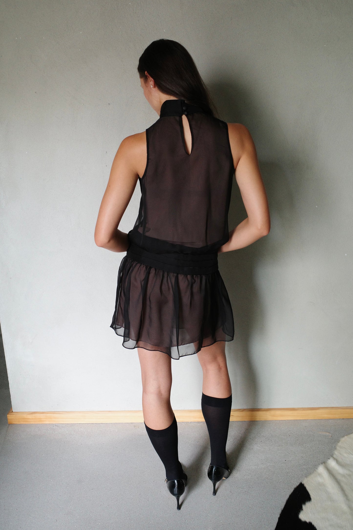 VINTAGE CHIFFON HALTERNECK DRESS