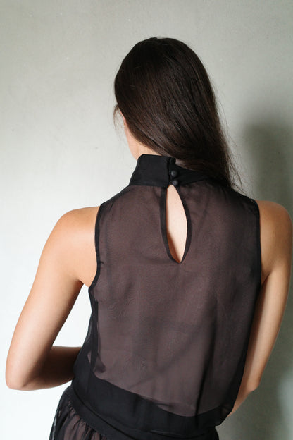 VINTAGE CHIFFON HALTERNECK DRESS