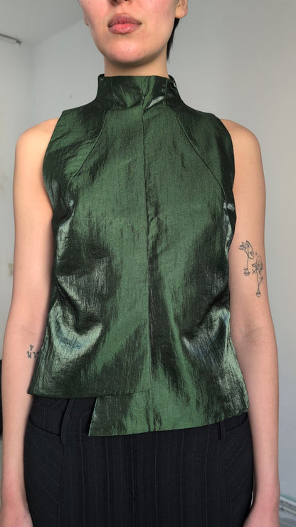 Asymmetrical Satin Turtleneck